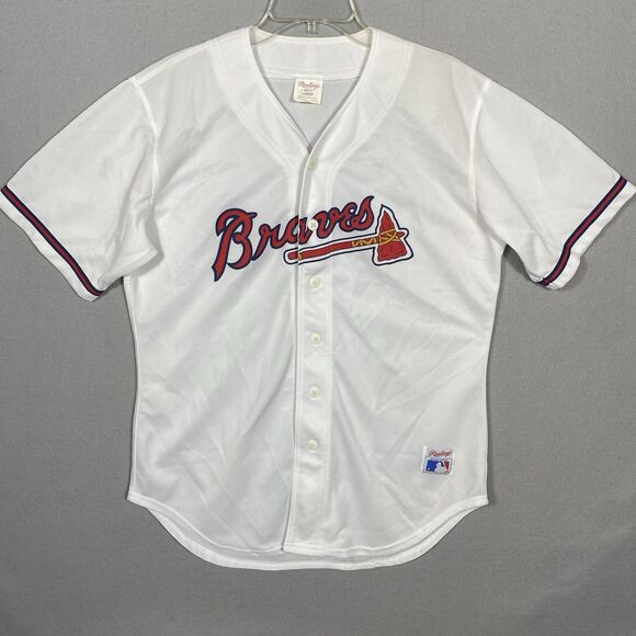 Rawlings Other - Vintage Atlanta Braves Jersey Mens Large MLB Button Front Rawlings 90s White